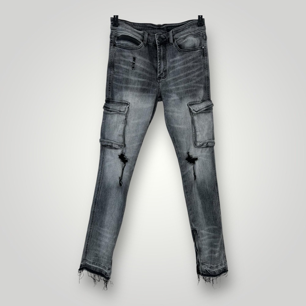 Rockstar Original Jeans Mens 30 Faded Black RSM 208 Dudley Cargo Distressed‎